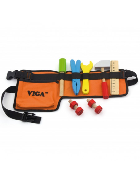 Curea cu ustensile, Viga Toys, unelte din lemn, 8 piese,50532