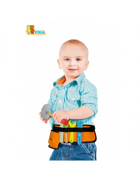 Curea cu ustensile, Viga Toys, unelte din lemn, 8 piese,50532