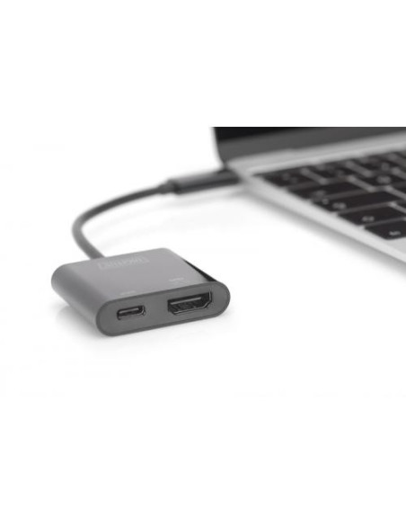 DIGITUS USB Type C to HDMI Adapter 4K/60Hz + USB C PD black