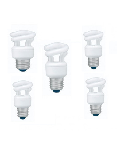 SET 3 becuri fluorescent Panasonic, soclu E27, putere 5W, forma