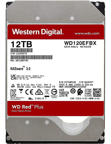 HDD WD 12TB, Red Plus, 7.200 rpm, buffer 256 MB, pt NAS
