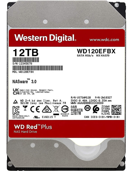 HDD WD 12TB, Red Plus, 7.200 rpm, buffer 256 MB, pt NAS