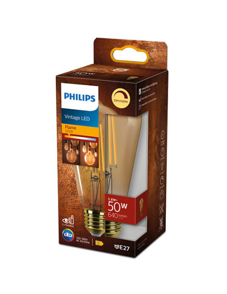 BEC LED Philips, soclu E27, putere 5.8W, forma oval, lumina