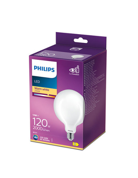 BEC LED Philips, soclu E27, putere 13W, forma oval, lumina alb