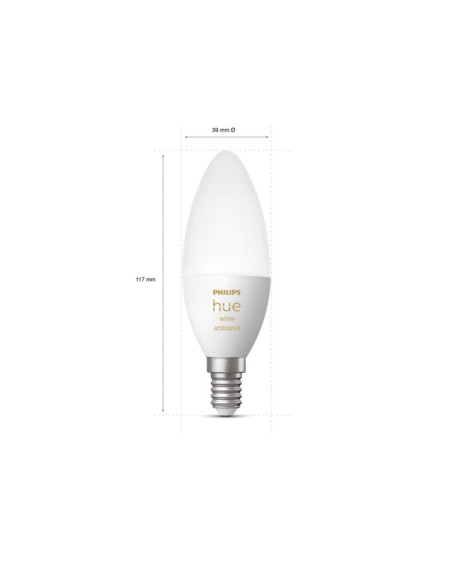 BEC smart LED Philips, soclu E14, putere 4W, forma lumanare