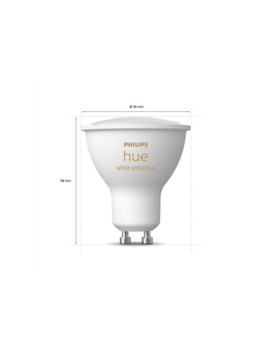 SET 2 becuri smart LED Philips, soclu GU10, putere 5W, forma