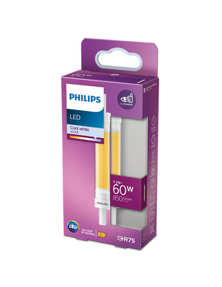 SPOT LED Philips, soclu R7S, putere 7.2W, forma tub, lumina alb