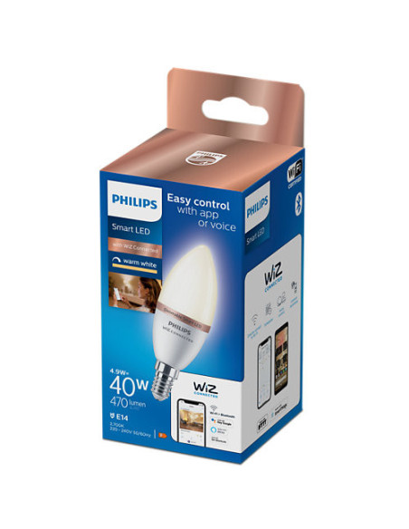 BEC smart LED Philips, soclu E14, putere 4.9 W, forma lumanare