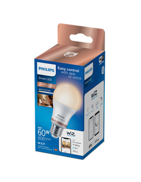 BEC smart LED Philips, soclu E27, putere 8 W, forma clasic
