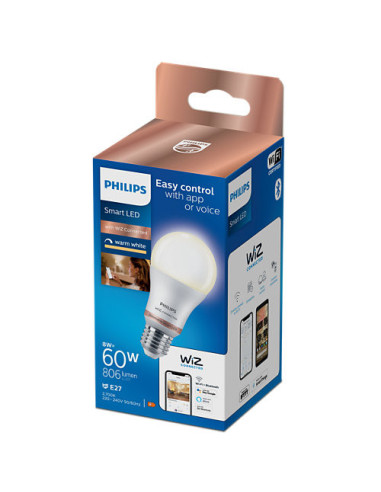 BEC smart LED Philips, soclu E27, putere 8 W, forma clasic