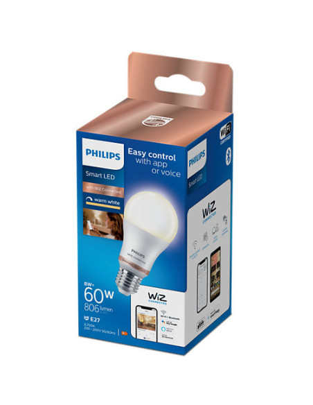 BEC smart LED Philips, soclu E27, putere 8 W, forma clasic