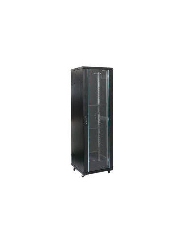 Rack 47U 800x800, montare pe podea, usa din sticla, panouri