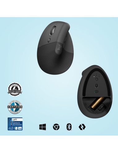 LOGITECH Lift Left Vertical Ergonomic Mouse - GRAPHITE / BLACK LOGITECH Lift Left Vertical Ergonomic Mouse - GRAPHITE / BLACK