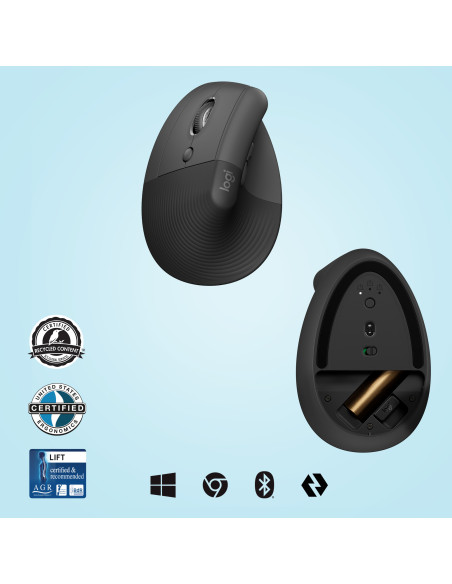 LOGITECH Lift Left Vertical Ergonomic Mouse - GRAPHITE / BLACK LOGITECH Lift Left Vertical Ergonomic Mouse - GRAPHITE / BLACK