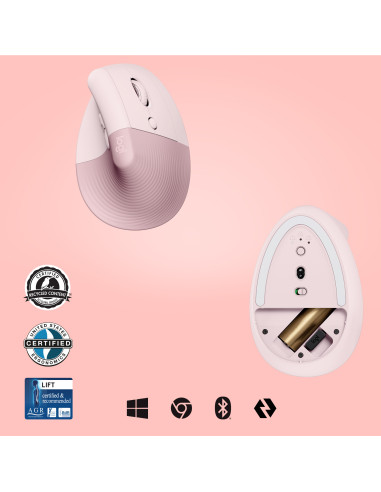 LOGITECH Lift Vertical Ergonomic Mouse - ROSE/DARK ROSE - LOGITECH Lift Vertical Ergonomic Mouse - ROSE/DARK ROSE -