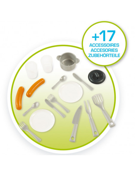 Casuta copii Smoby Nature, bucatarie cu 17 accesorii, 145 x 110
