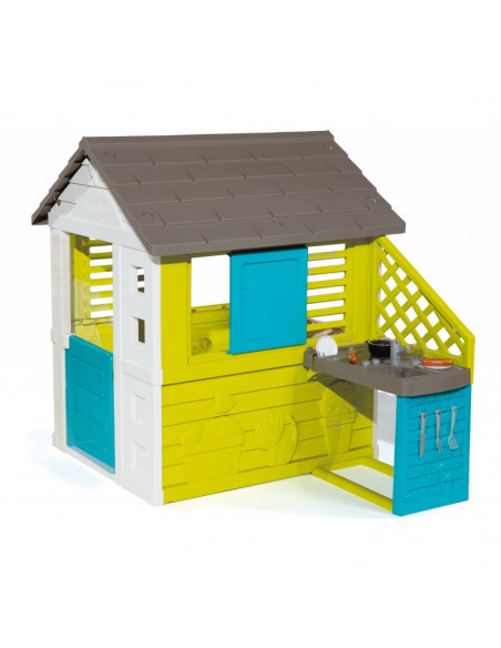 Casuta copii Smoby Pretty, bucatarie cu 17 accesorii, 145 x 110