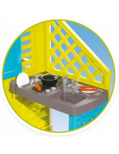 Casuta copii Smoby Pretty, bucatarie cu 17 accesorii, 145 x 110