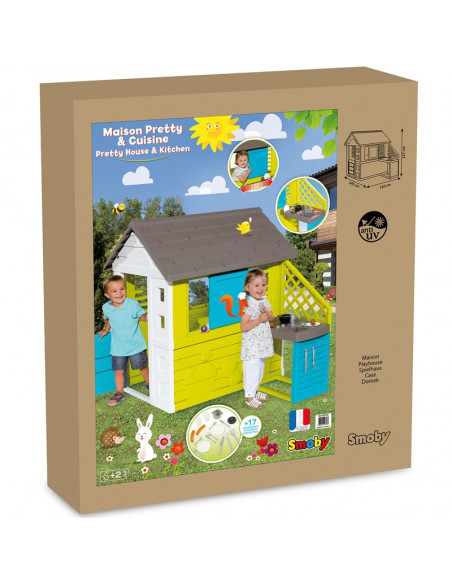 Casuta copii Smoby Pretty, bucatarie cu 17 accesorii, 145 x 110