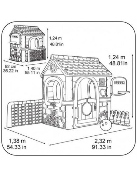 Casuta copii 6 in 1 Feber, 142 x 85 x 124 cm,12606