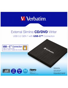 EXTERNAL SLIMLINE CD/DVD WRITER USB 3.2 Gen 1/ USB-C "43886" 2