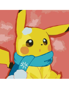 Pictura pe numere copii 30x30 cm, Pokemon cu Fular