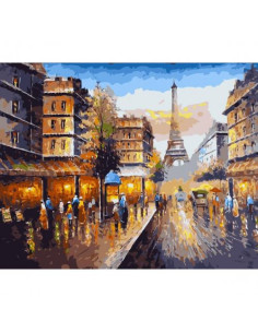 Pictura pe numere Toamna 40x50 cm, Trafic Parizian