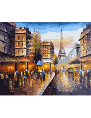 Pictura pe numere Toamna 40x50 cm, Trafic Parizian