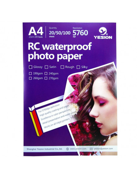 Hartie foto Yesion Ultra Glossy A4 RC, 260 g/mp, 50 coli/pachet Hartie foto Yesion Ultra Glossy A4 RC, 260 g/mp, 50 coli/pachet