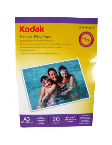 Hartie foto Kodak Premium Glossy A3, 200 g/mp, 20