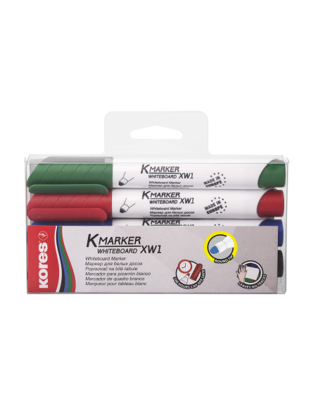 MARKER WHITEBOARD 4/SET 3MM KORES,KO20843