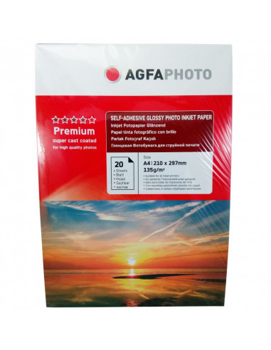 Hartie foto Agfa Self-Adhesive Glossy A4, 135 g/mp, 20