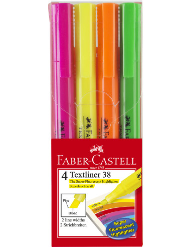 FC157704,SET 4 BUC TEXTMARKER 38 FABER-CASTELL