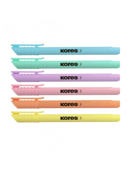 TEXTMARKER SET 6 PASTEL SLIM CUTIE PLASTIC KORES,KO36246