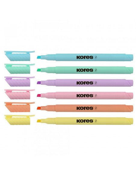 TEXTMARKER SET 6 PASTEL SLIM CUTIE PLASTIC KORES,KO36246