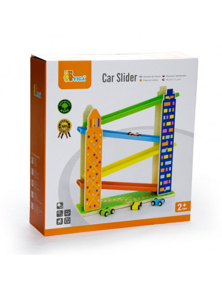 Pista masini din lemn Viga Wooden, 4 piste,50981