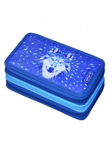 50026678,Penar Echipat Herlitz, 3 Compartimente 31 Piese, 19 x 11.5 x 7 Cm, Motiv Wild Animals Wolf