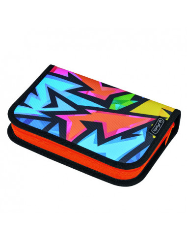 50026739,Penar Neechipat Herlitz, Cu 2 Clape Interioare, 20.3 x 14 x 3.5 Cm, Motiv Neon Art