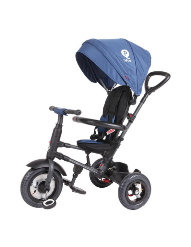 Tricicleta cu roti de cauciuc Qplay Rito Rubber Albastru
