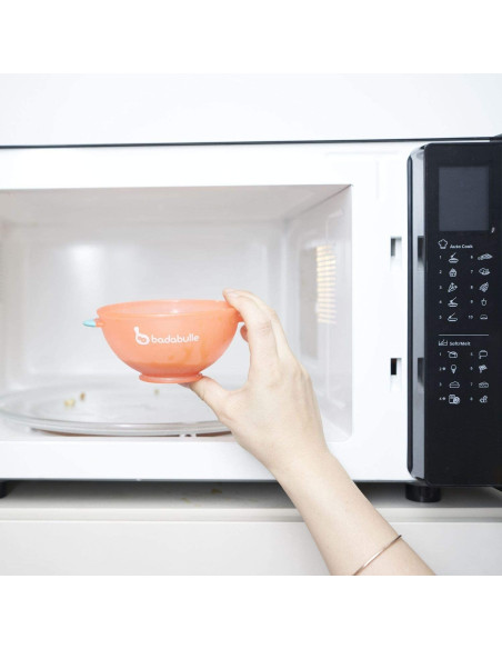 Badabulle - Set 3 boluri colorate pentru mancare, cu suport