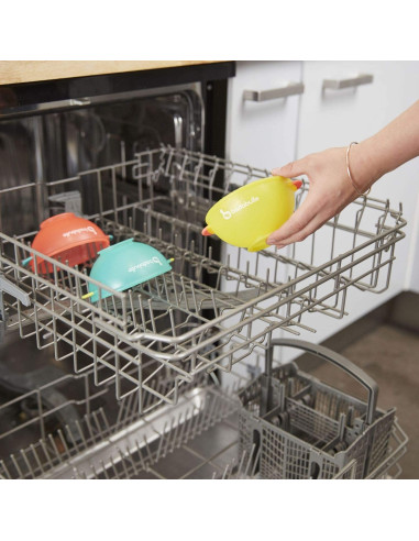 Badabulle - Set 3 boluri colorate pentru mancare, cu suport