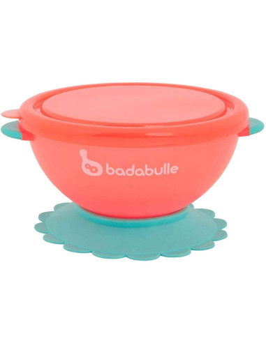 Badabulle - Set 3 boluri colorate pentru mancare, cu suport
