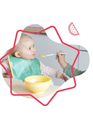 Badabulle - Set 5 boluri si 3 lingurite colorate,BB-B005107