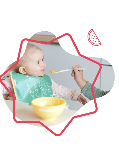 Badabulle - Set 5 boluri si 3 lingurite colorate,BB-B005107