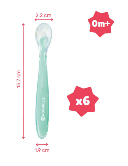Badabulle - Set 6 lingurite colorate flexibile,BB-B005418