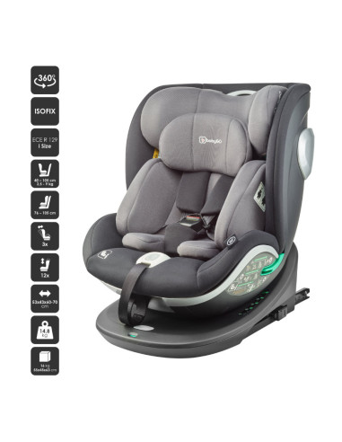 BabyGo - Scaun auto rotativ i-Size Grow Up 360 Black, 0-36