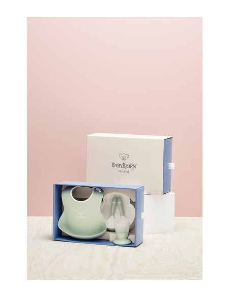 BabyBjorn - Set hranire: farfurie, lingurita, furculita, pahar
