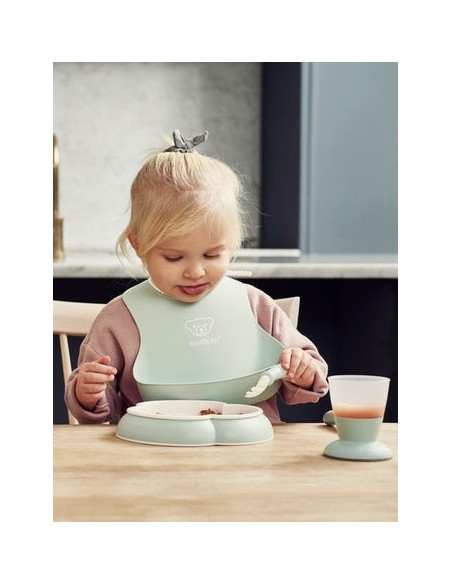 BabyBjorn - Set hranire: farfurie, lingurita, furculita, pahar
