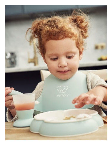 BabyBjorn - Set hranire: farfurie, lingurita, furculita, pahar