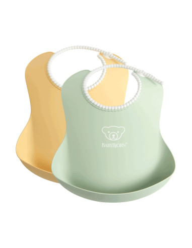 BabyBjorn - Set 2 bavete, Powder Yellow/ Powder Green,BS-046342A